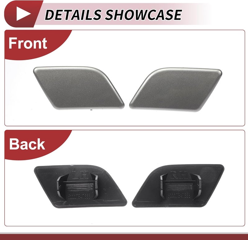HEROFFIX Front Left Right Side Bumper Headlight Washer Nozzle Cover Cap for BMW X1 2013-2015 Bumper Trim Nozzle Cover No.51117347666 Silver Tone Plastic - Image 5